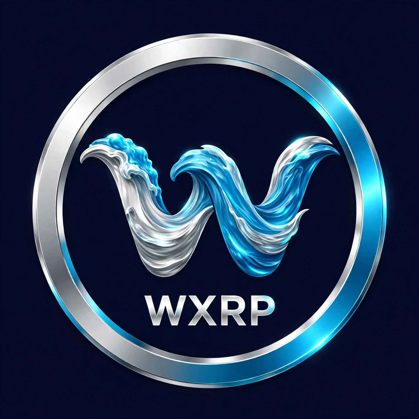WXRP logo — a wave W in a silver and cyan coin ring